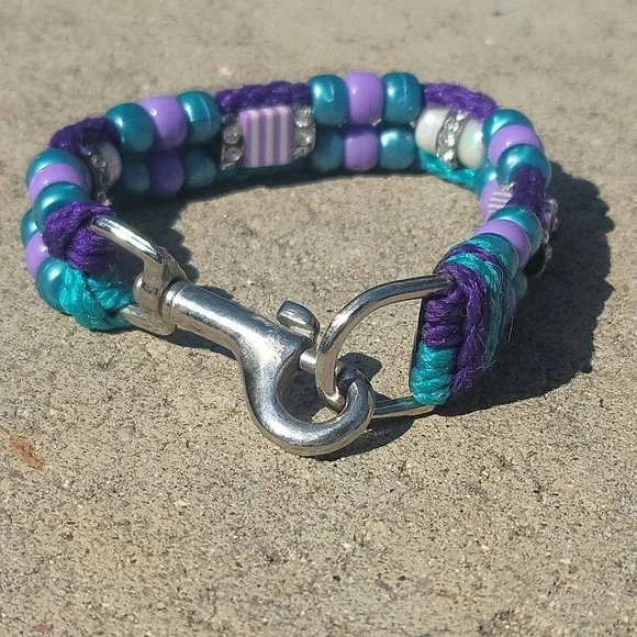 Custom Handmade Beaded Bling Dog Collar Charlotte Hornets - Picture 3 of 3